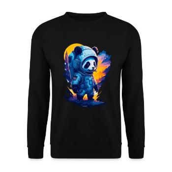 Niedlicher Panda-Astronaut - Unisex Pullover - Schwarz - Vorne - Alina (178cm) & Michal (187cm)