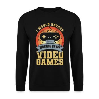 I'd rather work on video games - Unisex Sweatshirt - black - Front - Alina (178cm) & Michal (187cm)
