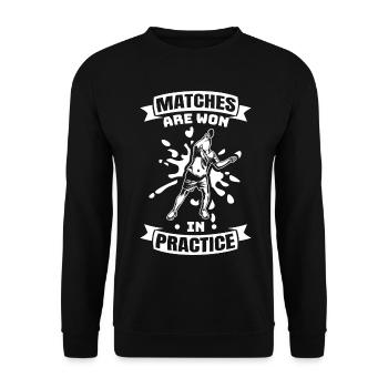 Citation de motivation pour le tennis de table - Sweat-shirt Unisexe - noir - Devant - Alina (178cm) & Michal (187cm)
