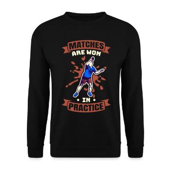 Games are won in practice - Unisex Sweatshirt - black - Front - Alina (178cm) & Michal (187cm)
