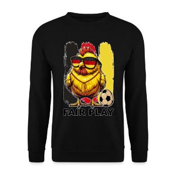 Hahn Fussball Deutschlandfarben Flagge Fahne - Unisex Pullover - Schwarz - Vorne - Alina (178cm) & Michal (187cm)