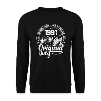 juillet 1991 Original:33 Ans Cadeau d'Anniversaire - Sweat-shirt Unisexe - noir - Devant - Alina (178cm) & Michal (187cm)
