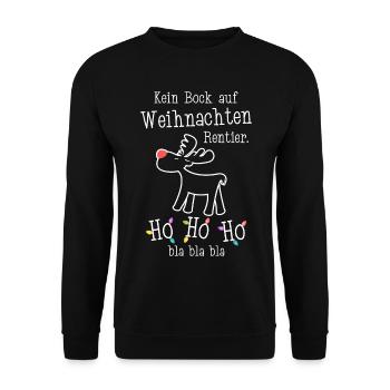 Kein Bock auf Weihnachten Rentier Ho Ho Ho - Unisex Pullover - Schwarz - Vorne - Alina (178cm) & Michal (187cm)