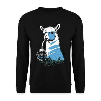 Yerba Mate Alpaca enjoys yerba mate tea - Unisex Sweatshirt - black - Front - Alina (178cm) & Michal (187cm)