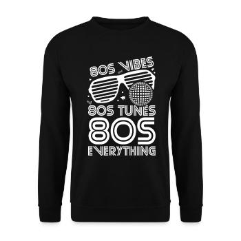 80er Jahre Vibes Melodien Alles - Unisex Pullover - Schwarz - Vorne - Alina (178cm) & Michal (187cm)