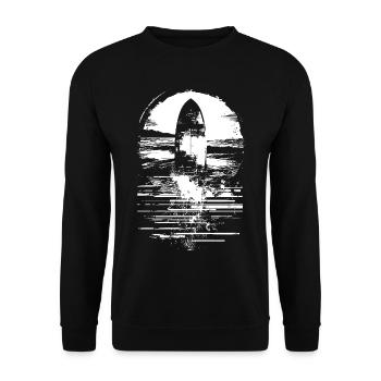 Surfbrett Zeichnung - Unisex Pullover - Schwarz - Vorne - Alina (178cm) & Michal (187cm)