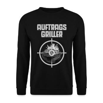 Auftragsgriller Grillmaster lustige Sprüche - Unisex Pullover - Schwarz - Vorne - Alina (178cm) & Michal (187cm)