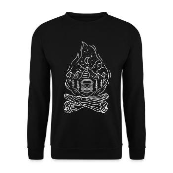 Nachtwald Vanlife Panorama - Unisex Pullover - Schwarz - Vorne - Alina (178cm) & Michal (187cm)