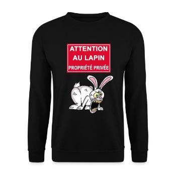 Attention au lapin blanc ! - Sweat-shirt Unisexe - noir - Devant - Alina (178cm) & Michal (187cm)