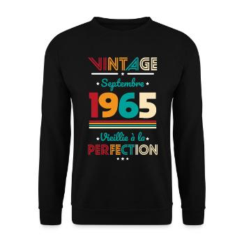 Anniversaire 60 ans - Vintage - Septembre 1965 - Sweat-shirt Unisexe - noir - Devant - Alina (178cm) & Michal (187cm)