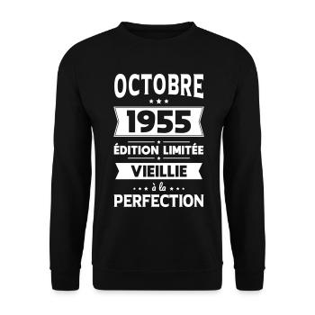 70th Birthday - October 1955 Perfection - Unisex Sweatshirt - black - Front - Alina (178cm) & Michal (187cm)