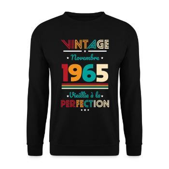 Anniversaire 60 ans - Vintage - Novembre 1965 - Sweat-shirt Unisexe - noir - Devant - Alina (178cm) & Michal (187cm)
