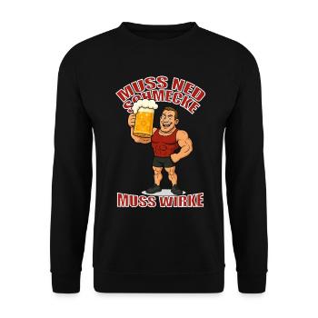 JGA Knaller x Muss ned schmecke muss wirke  - Unisex Pullover - Schwarz - Vorne - Alina (178cm) & Michal (187cm)