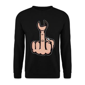 Middle Finger Stinger Finger Wrench - Unisex Sweatshirt - black - Front - Alina (178cm) & Michal (187cm)
