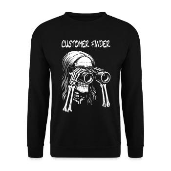 Kundensucher Skelett-Fernglas Design Rock - Unisex Pullover - Schwarz - Vorne - Alina (178cm) & Michal (187cm)