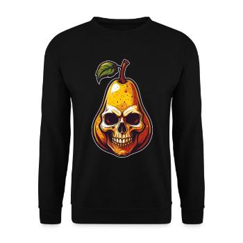 Birnen Skull Comic Style - Unisex Pullover - Schwarz - Vorne - Alina (178cm) & Michal (187cm)