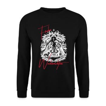 Weihnachtskrippe Schwarz Weiß - Unisex Pullover - Schwarz - Vorne - Alina (178cm) & Michal (187cm)