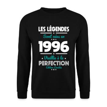 1996 – Legends – Perfekt gereift - Unisex Pullover - Schwarz - Vorne - Alina (178cm) & Michal (187cm)
