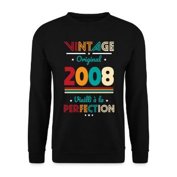 2008 – Vintage – Aged to perfection - Unisex Sweatshirt - black - Front - Alina (178cm) & Michal (187cm)
