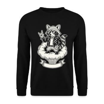 Retro Raccoon Music Rock Band Funny Cute - Unisex Sweatshirt - black - Front - Alina (178cm) & Michal (187cm)