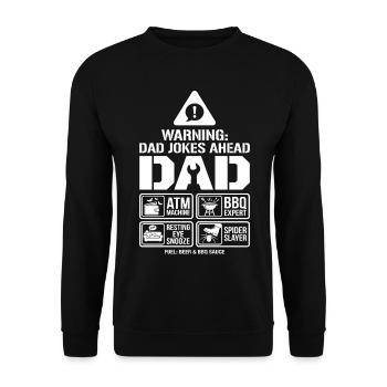 Warning Dad Jokes Ahead Father - Unisex Sweatshirt - black - Front - Alina (178cm) & Michal (187cm)