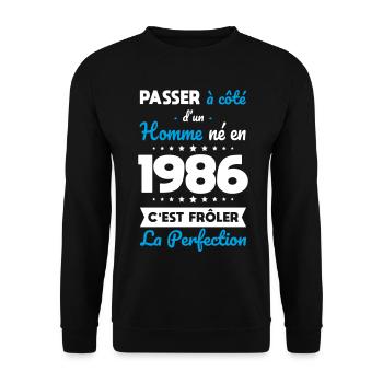 Né en 1986 – Frôler la perfection  - Sweat-shirt Unisexe - noir - Devant - Alina (178cm) & Michal (187cm)
