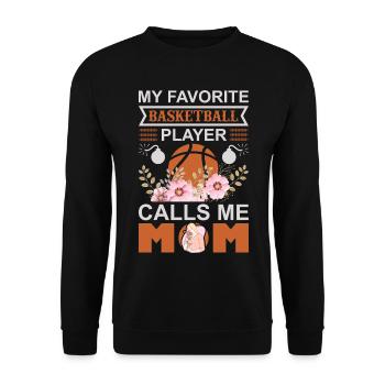 Mein Lieblingsbasketballspieler nennt mich Mama-Shirt - Unisex Pullover - Schwarz - Vorne - Alina (178cm) & Michal (187cm)