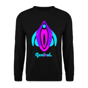 Geni(t)al - Genial - Unisex Sweatshirt - black - Front - Alina (178cm) & Michal (187cm)