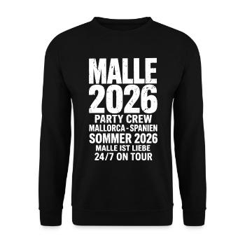 Malle 2026 Party Crew Mallorca 2026 - Unisex Pullover - Schwarz - Vorne - Alina (178cm) & Michal (187cm)