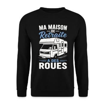 Retraite Camping Car Humour Vanlife Liberté - Sweat-shirt Unisexe - noir - Devant - Alina (178cm) & Michal (187cm)