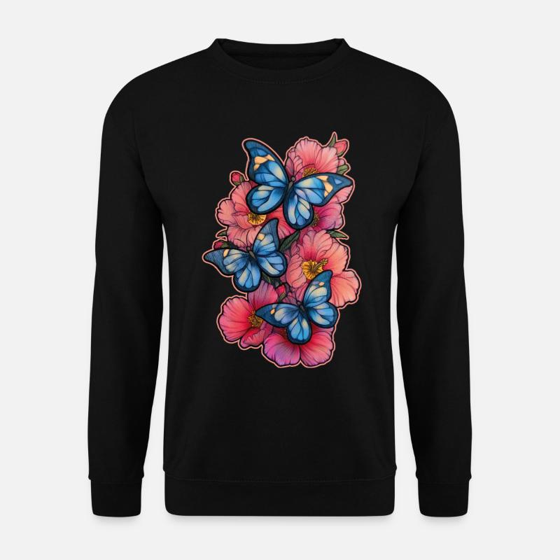 Schmetterling Blume - Unisex Pullover - Schwarz