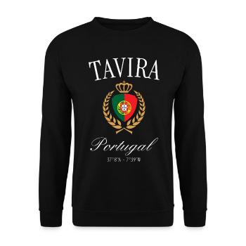 Tavira Portugal Wappen Krone – Reise Souvenir - Unisex Pullover - Schwarz - Vorne - Alina (178cm) & Michal (187cm)