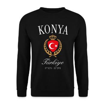 Konya Türkei Wappen Krone – Reise Souvenir - Unisex Pullover - Schwarz - Vorne - Alina (178cm) & Michal (187cm)