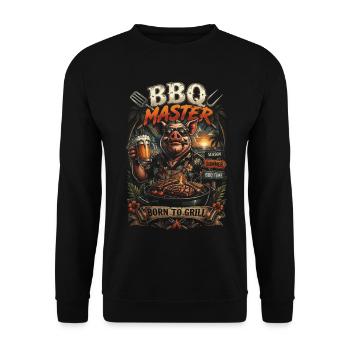 BBQ Master Pork Tropical Season Sommer - Unisex Pullover - Schwarz - Vorne - Alina (178cm) & Michal (187cm)