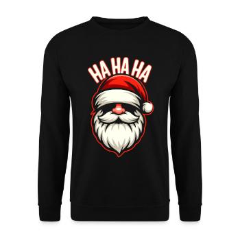 Santa Laugh HAHA Design - Unisex Sweatshirt - black - Front - Alina (178cm) & Michal (187cm)