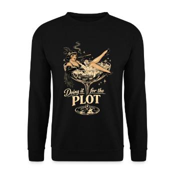 Doing it for the plot: Elegante Flapper-Frau - Unisex Pullover - Schwarz - Vorne - Alina (178cm) & Michal (187cm)