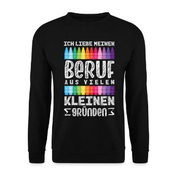 Erzieherin Liebe Beruf Kleine Gründe Kita Spruch - Unisex Pullover - Schwarz - Vorne - Alina (178cm) & Michal (187cm)