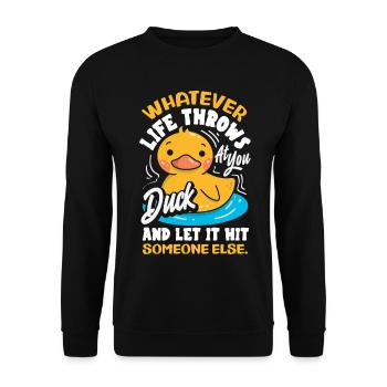 Lustiges Enten Motiv Enten Liebhaber Sprüche - Unisex Pullover - Schwarz - Vorne - Alina (178cm) & Michal (187cm)
