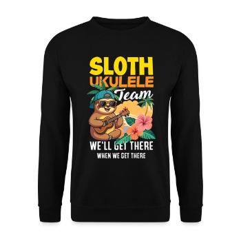 Lustiges Ukulele Designs Und Sprüche - Unisex Pullover - Schwarz - Vorne - Alina (178cm) & Michal (187cm)