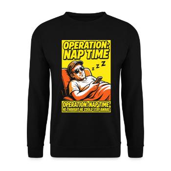 Operation Naptime – Funny Sleep Fan - Unisex Sweatshirt - black - Front - Alina (178cm) & Michal (187cm)