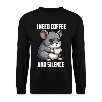I Need Coffee and Silence Chinchilla Chinchillas - Unisex Pullover - Schwarz - Vorne - Alina (178cm) & Michal (187cm)