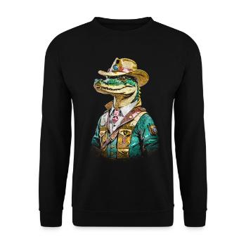 Krokodil Vaquero - Unisex Pullover - Schwarz - Vorne - Alina (178cm) & Michal (187cm)