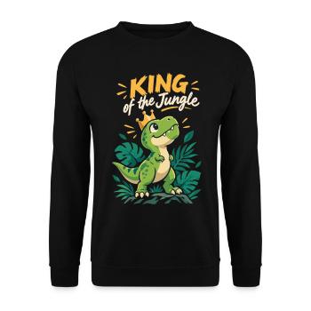 Kleiner T-Rex – King of the Jungle Dinosaurier - Unisex Pullover - Schwarz - Vorne - Alina (178cm) & Michal (187cm)