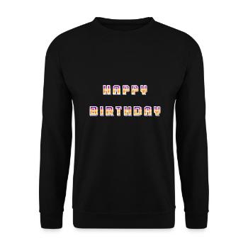 ALLES GUTE ZUM GEBURTSTAG. ALLES GUTE ZUM GEBURTSTAG. JAHRESTAG. - Unisex Pullover - Schwarz - Vorne - Alina (178cm) & Michal (187cm)