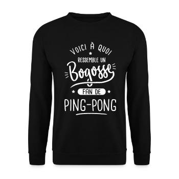 ping pong Bogosse fan de sport ping-pong tennis - Sweat-shirt Unisexe - noir - Devant - Alina (178cm) & Michal (187cm)