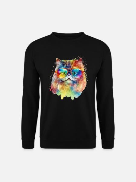Cool colorful Persian cat with sunglasses cat - Unisex Sweatshirt - black
