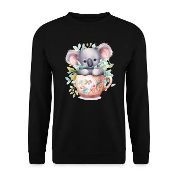 Cute koala with pretty flowers in mug - Unisex Sweatshirt - black - Front - Alina (178cm) & Michal (187cm)