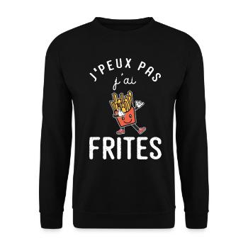 Je peux pas j ai frites humour friterie - Sweat-shirt Unisexe - noir - Devant - Alina (178cm) & Michal (187cm)