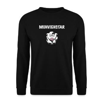 Muhviehstar lustige Kuh - Unisex Pullover - Schwarz - Vorne - Alina (178cm) & Michal (187cm)