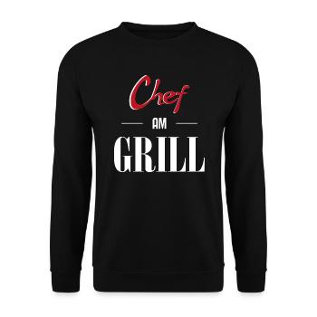 Chef am Grill - Unisex Pullover - Schwarz - Vorne - Alina (178cm) & Michal (187cm)
